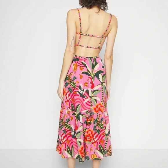 FARM Rio Pink Floral Midi Dress - Picture 3 of 10